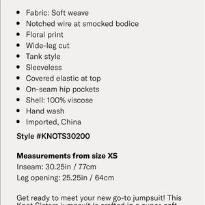 knot sisters Pants - Knot sisters west jumpsuit small knot sisters Pants - Knot sisters west jumpsuit small